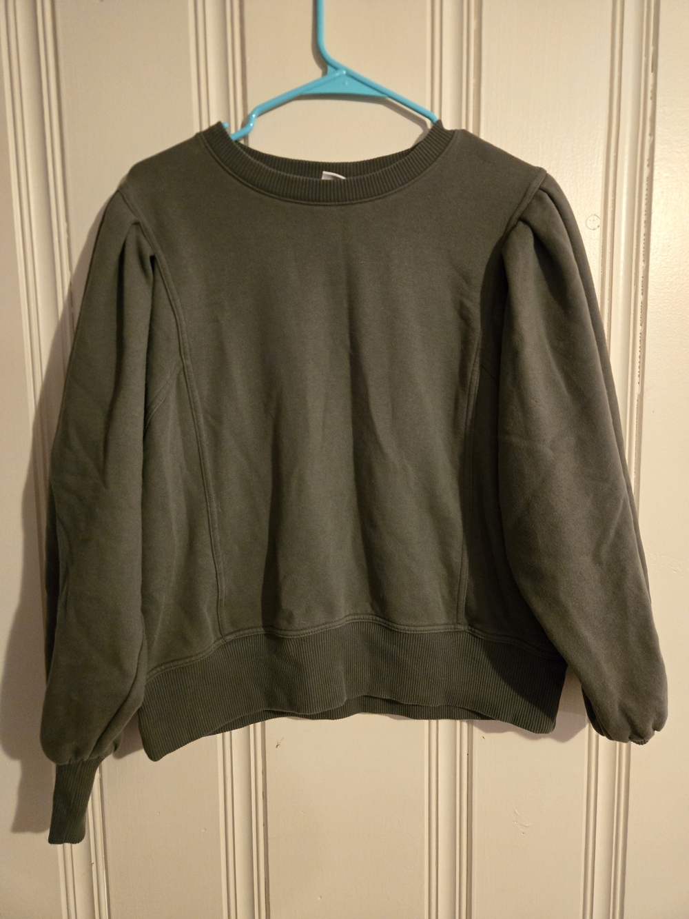 a new day Olive Crewneck Sweatshirt with Ribbed Collar